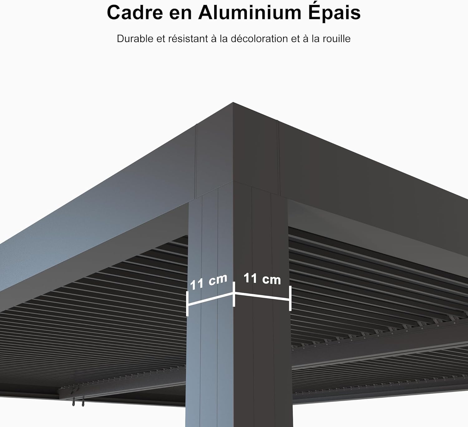 jardinito - Pergola bioclimatique - 4,8x3,68m - lames orientables, éclairage, aluminium, 17,66m²
