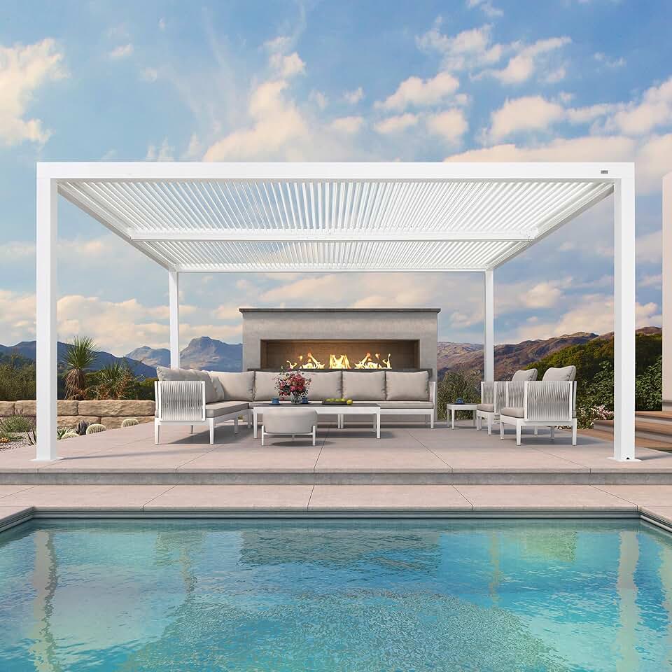 jardinito - Pergola Bioclimatique, 4,8x3,68m, aluminium, lames orientables