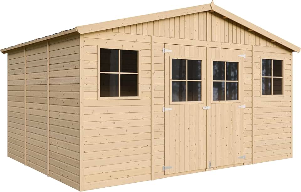 jardinito - Abri de jardin bois, 12m², fenêtres, H246x418x320cm, M331