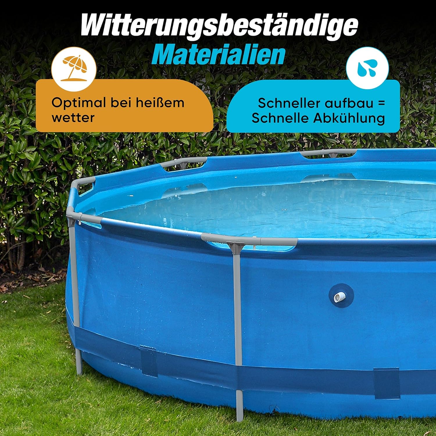 Piscine de jardin acier rond 300x76 cm, kit filtration complet