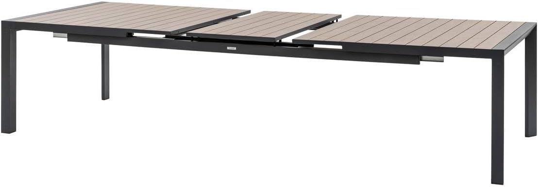 jardinito - Evasion - grande table extensible 14 places - aluminium effet bois, rallonge, extérieur