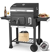 jardinito Barbecue Charbon de Bois, Chariot à Barbecue XXL, Grand Grill à Charbon avec Couvercle, 2...