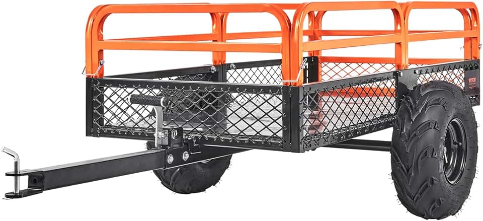jardinito Remorque à Benne Basculante Capacité de Charge 680 kg Remorque Utilitaire de Jardin Robuste avec Côtés Amovibles Chariot de Transport à Déversement 0,4 m³​ pour Tracteur, Tondeuse à Gazon, VTT