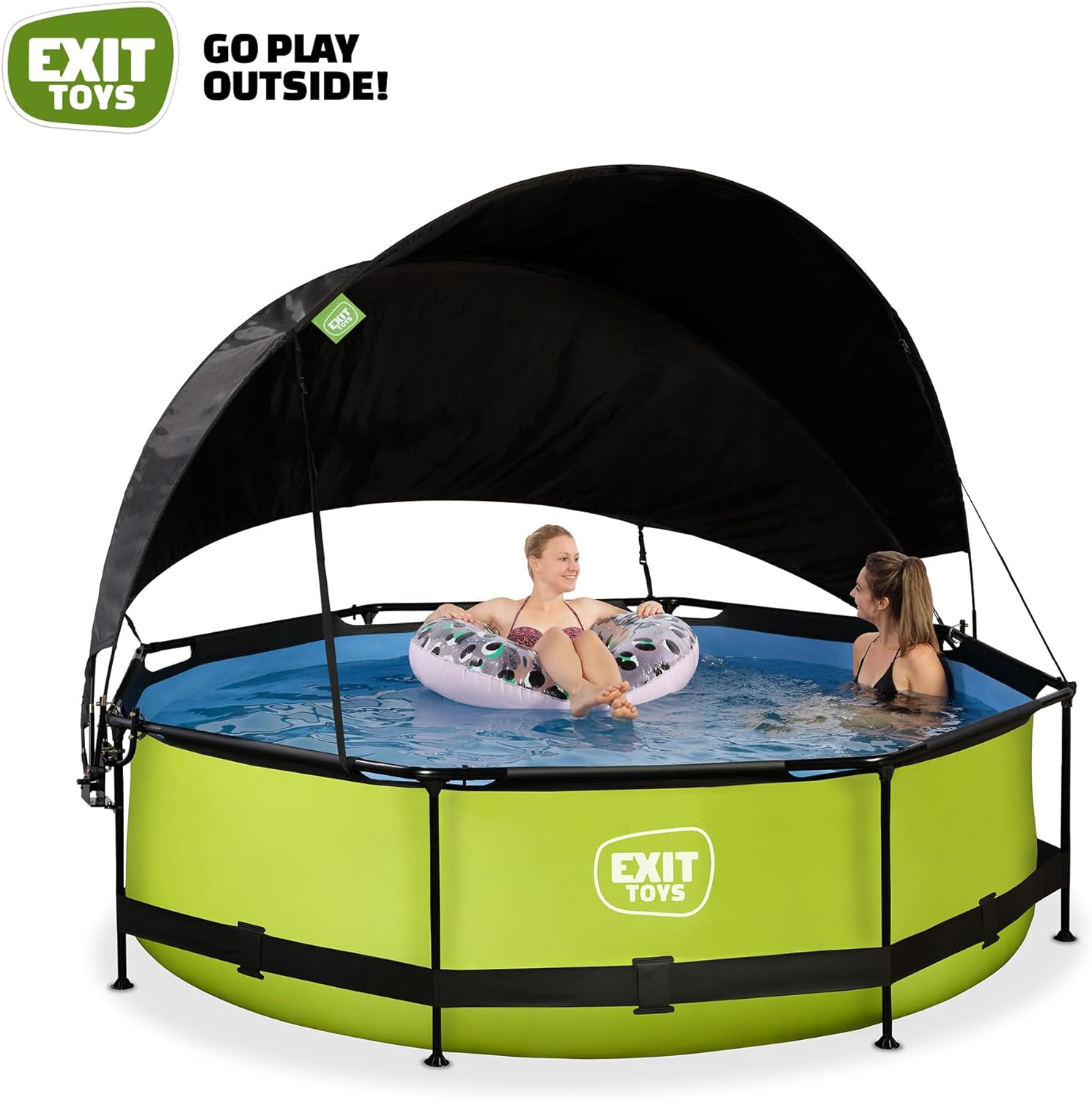jardinito Piscine Lime avec Voile d'Ombrage - ø300x76cm - Piscine Hors Sol Ronde avec Pompe Filtrante à Cartouche - Protection Optimale Contre Les Rayons UV - Entrée Basse - Design Unique - Vert