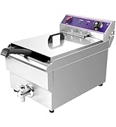 jardinito Friteuse électrique,16LCommerciale friteuse avec valve de vidange acier inoxydable,Profes...