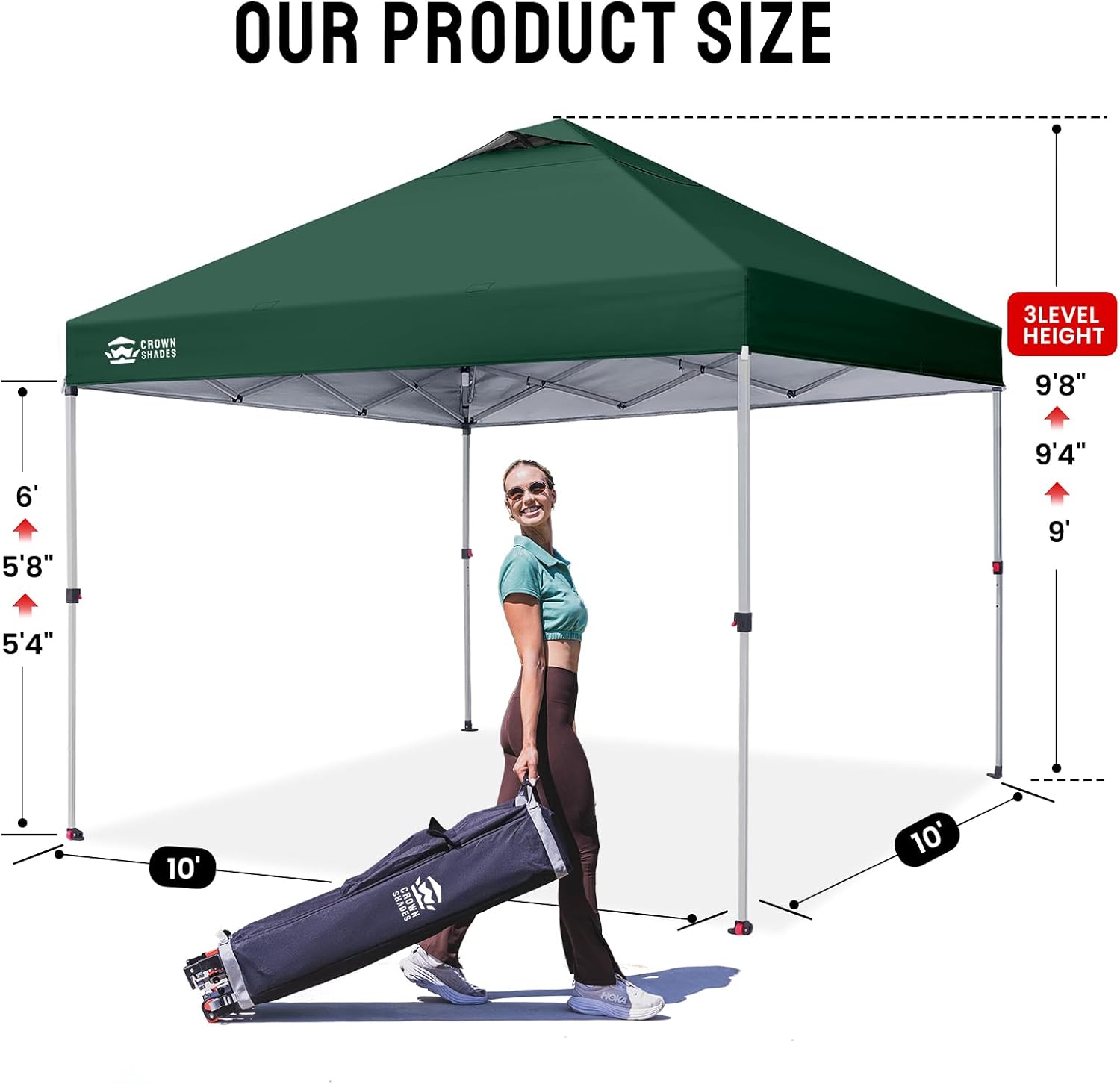 jardinito - tonnelle pliante - 3x3m - imperméable, UPF 50+, vert, sac