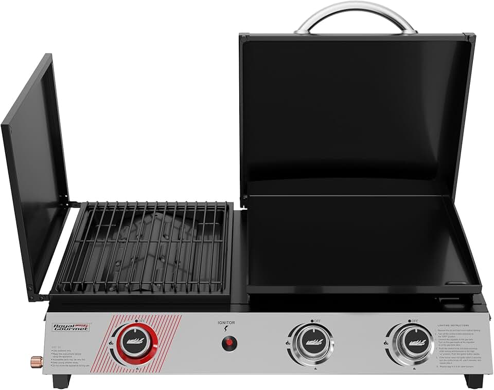 jardinito - barbecue gaz 3 brûleurs - 8,5kW - plancha, grille, couvercle multifonction