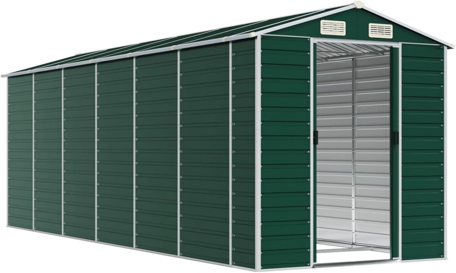 Abri de Jardin Vert 191x555x198 cm Acier galvanisé,Abris De Jardin,Abri De Stockage pour Jardin,Abri D'Outils De Jardin