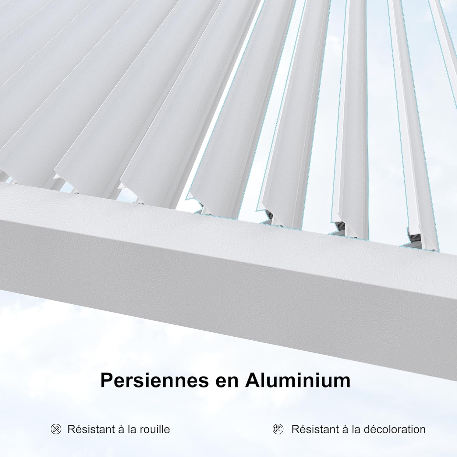 jardinito - pergola bioclimatique - 4,24x3m - aluminium, stores enrouleurs, lames orientables