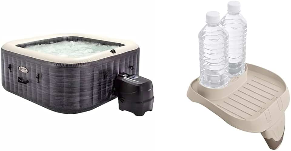 jardinito - 28450EX - Pure Spa Bulles Ardoise 4 Places, Gris Ardoise & Porte Verre Pure Spa