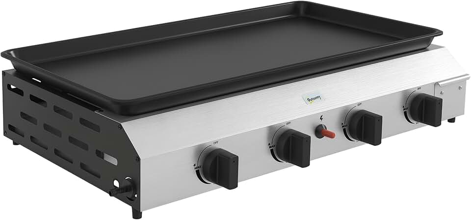 jardinito - plancha 4 brûleurs - 73x34 cm - acier inox émaillé, 9,6kW, grande surface