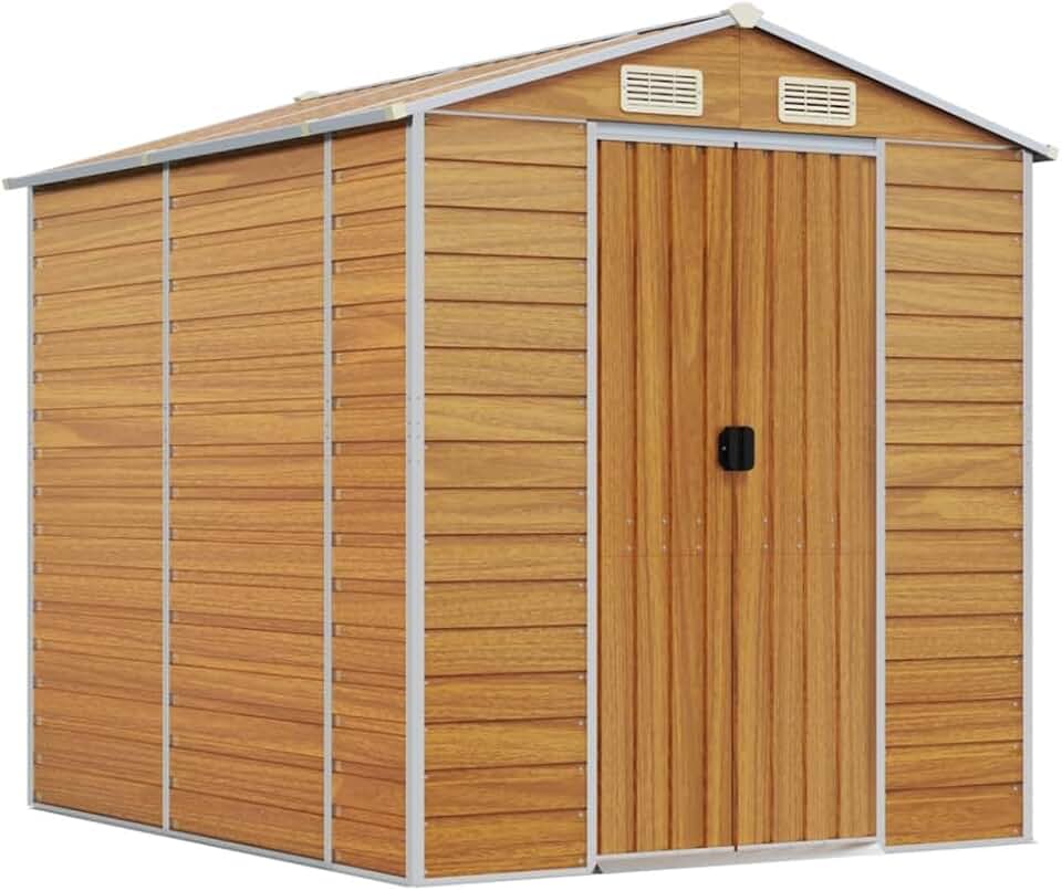 jardinito - Abri de Jardin série - 191x215x198cm - acier galvanisé, marron clair