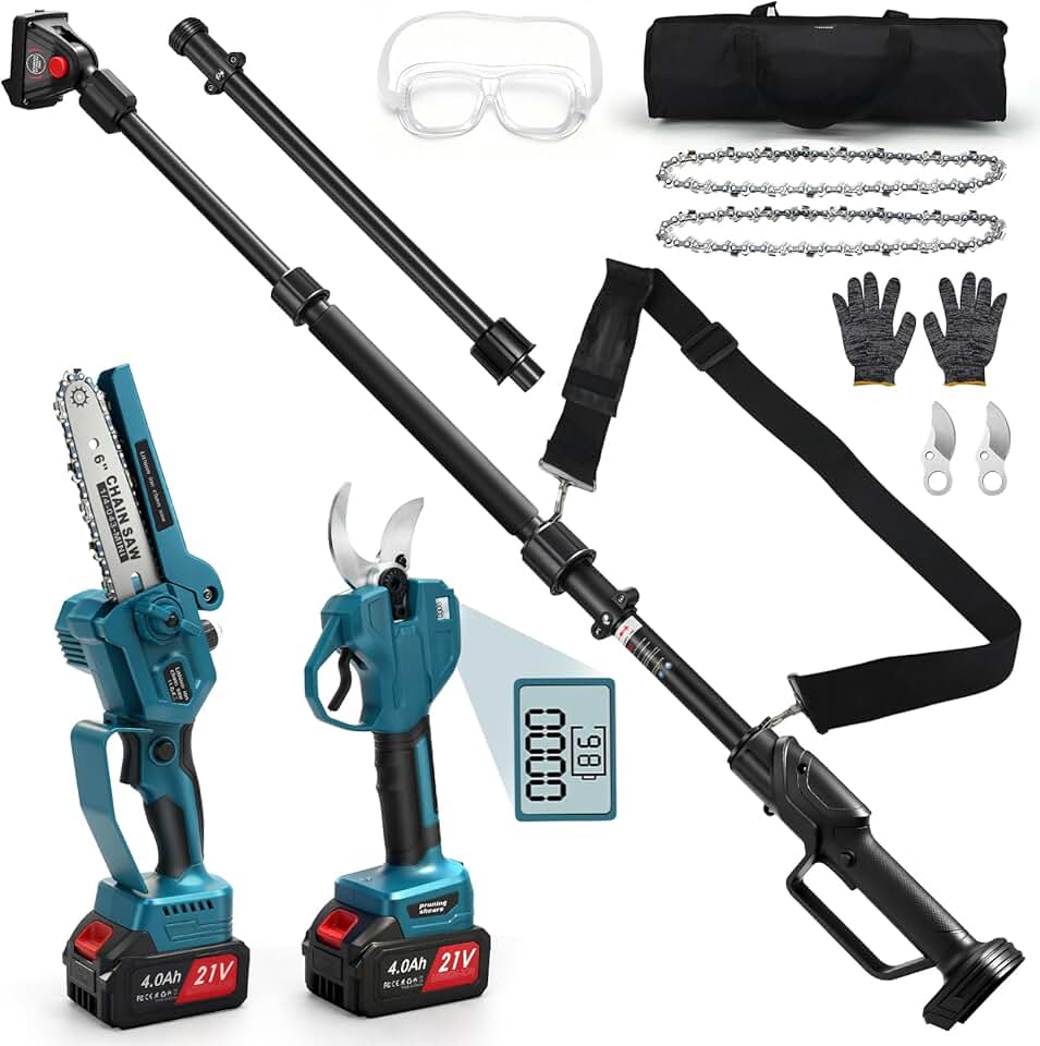 jardinito - Mini tronçonneuse 4 en 1, 4,1 m portée, 2x4Ah, moteur brushless, pour jardinito 18V