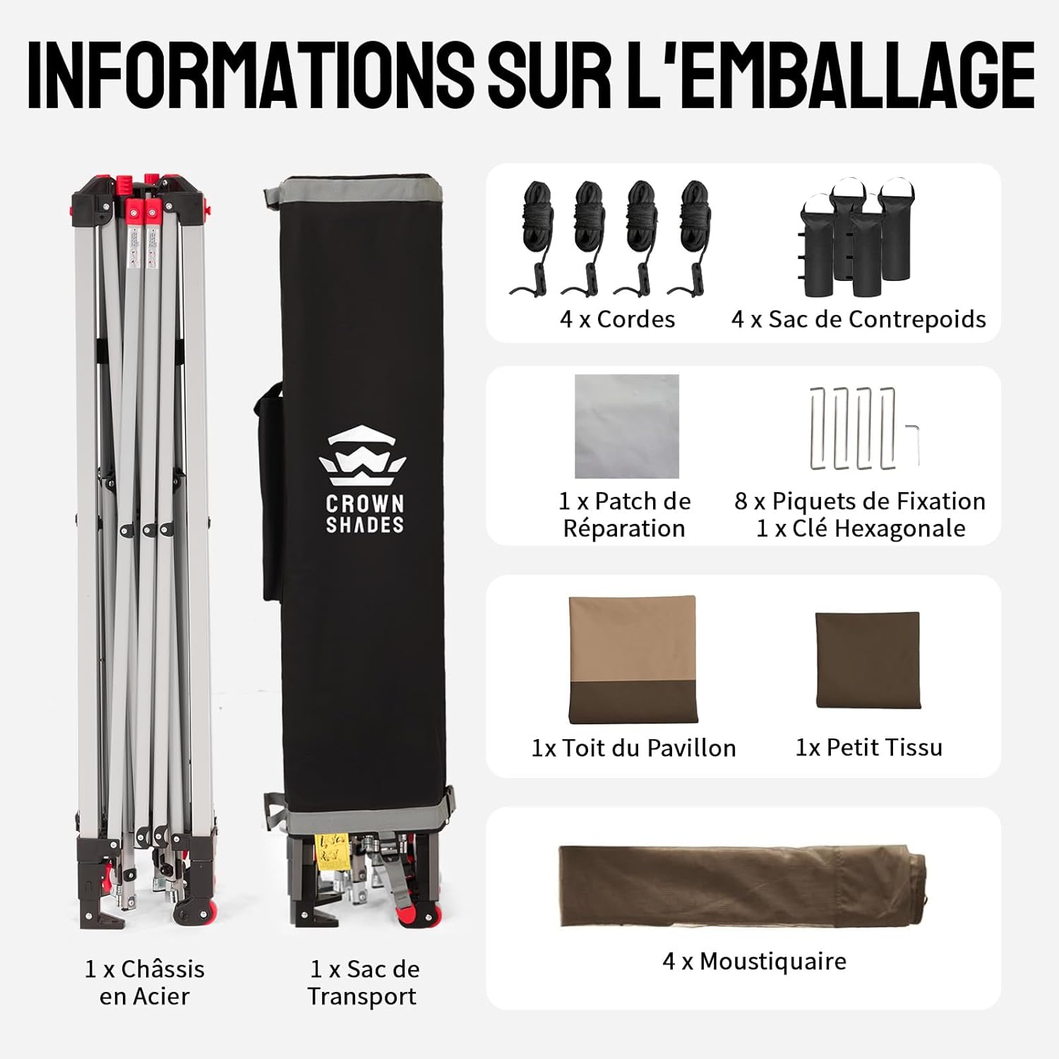 jardinito Tonnelle de Jardin 4 x 4 m, Pop Up Gezebo Exterieur Imperméable, Abri de Jardin Réglable en Hauteur, Double Toit avec Côtés en Maille Zippée, Sac de Transport, Beige
