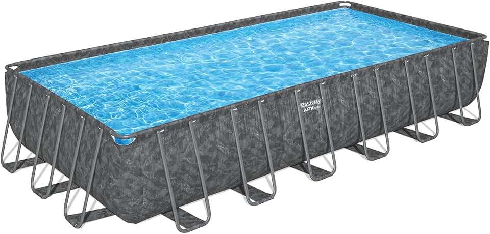jardinito Piscine Hors Sol rectangulaire APX 365-732 cm x 366 cm x 132 cm - Gris foncé
