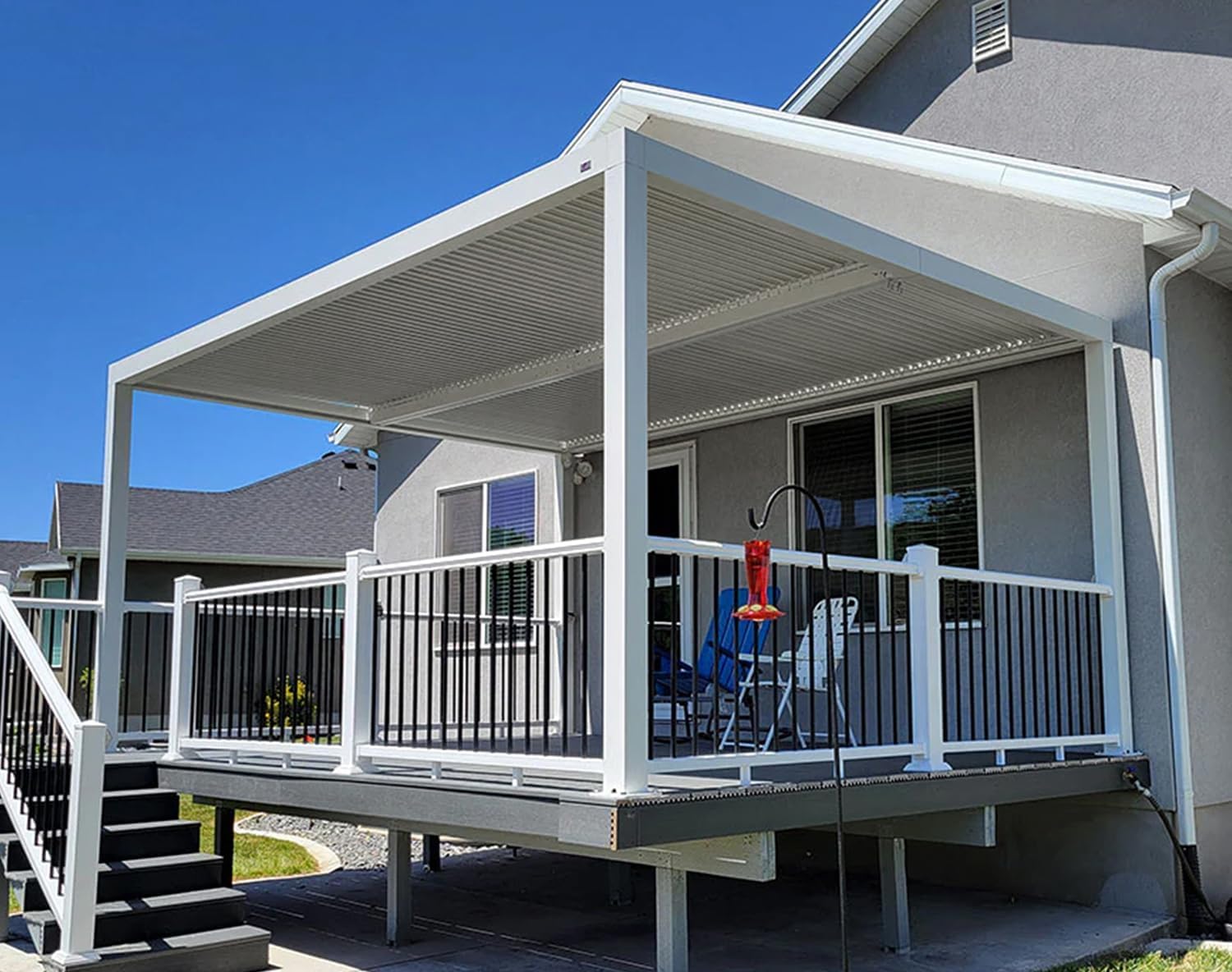 jardinito - Pergola Bioclimatique - 4,24x3m - Aluminium, lames orientables, blanc