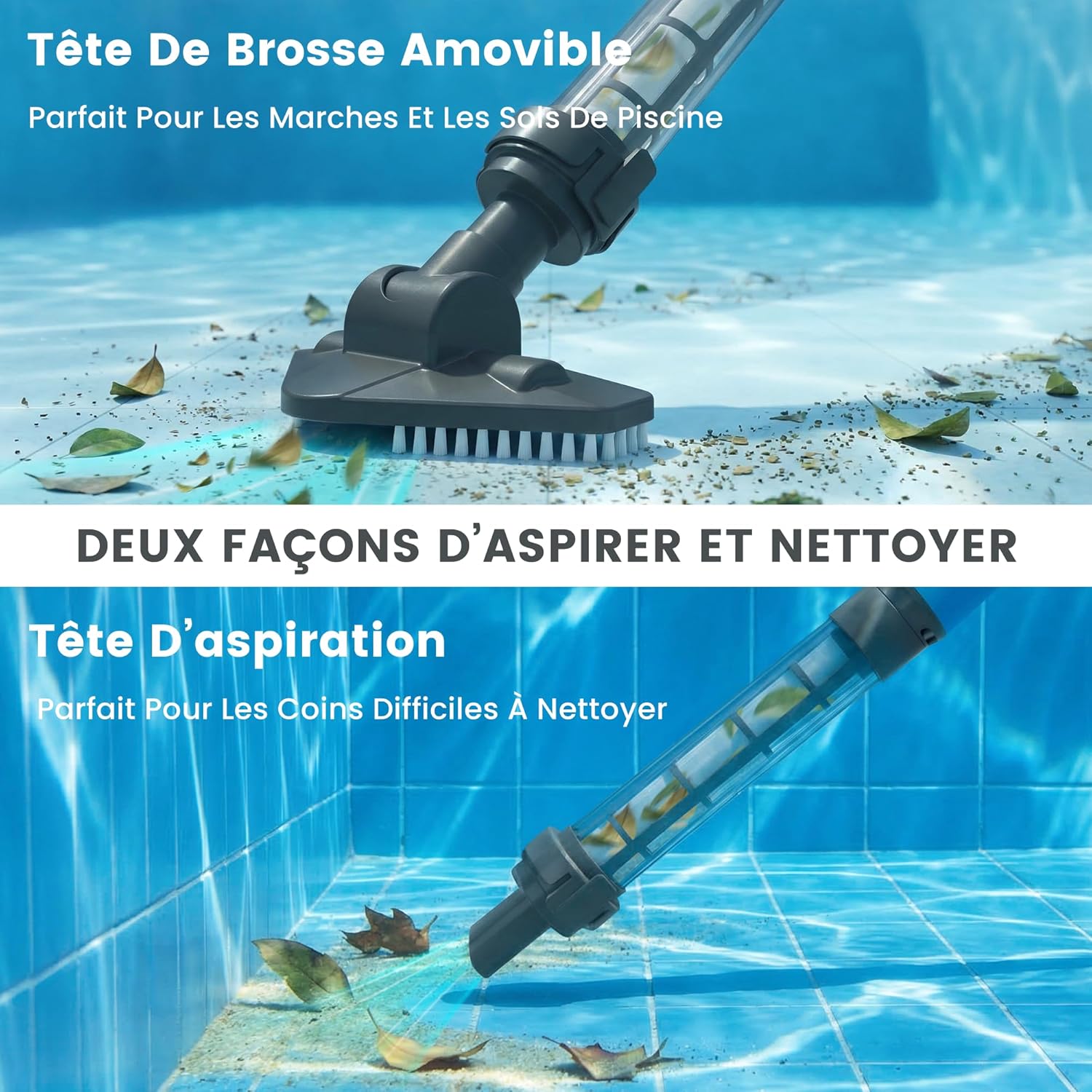 Aspirateur de piscine sans fil - 45 min autonomie - rechargeable - pour piscines hors-sol et spas