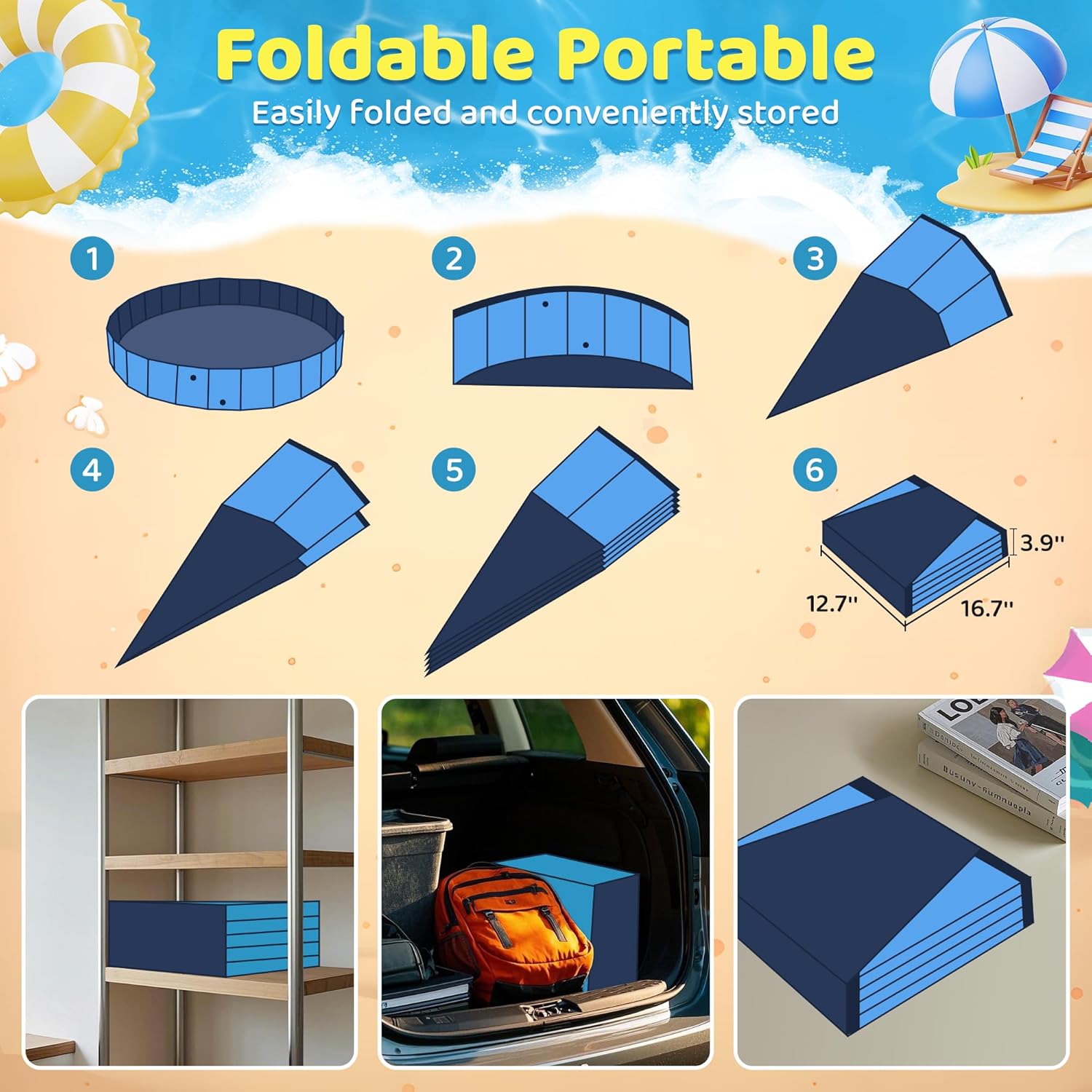 Piscine pour Chien Pliable avec Sprinkler, Grande Piscine Chien 160 cm Antidérapante en PVC avec Jet d’Eau pour Jardin et Extérieur