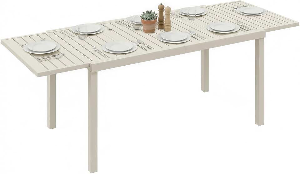 jardinito - table extensible 150-225 cm - aluminium léger, 6-8 pers
