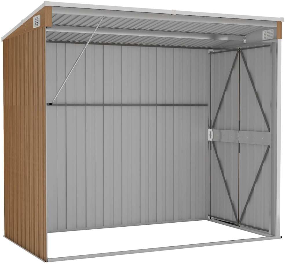 jardinito Abri de Jardin Mural Marron 118x194x178 cm Acier galvanisé, Maison & Jardin, Pelouses & Jardins, Vie en extérieur, Structures extérieures, Cabanes & abris de Jardin, Brun, (Poids 31.54KG)