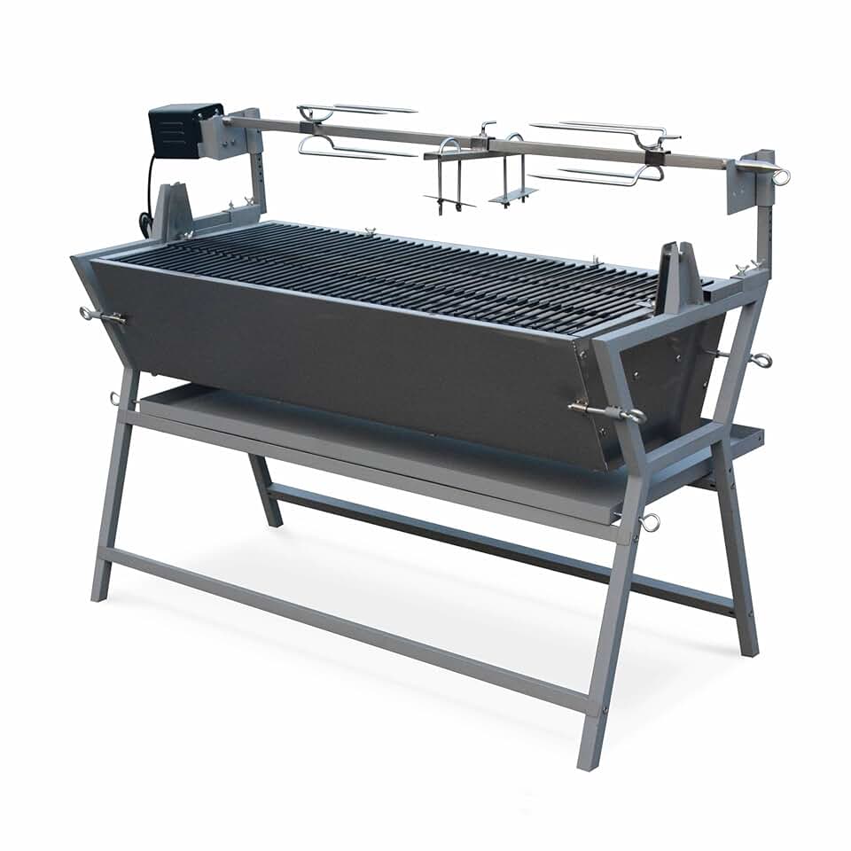 jardinito - Mathurin Inox - rôtissoire inclinable, moteur barbecue, grillades réception