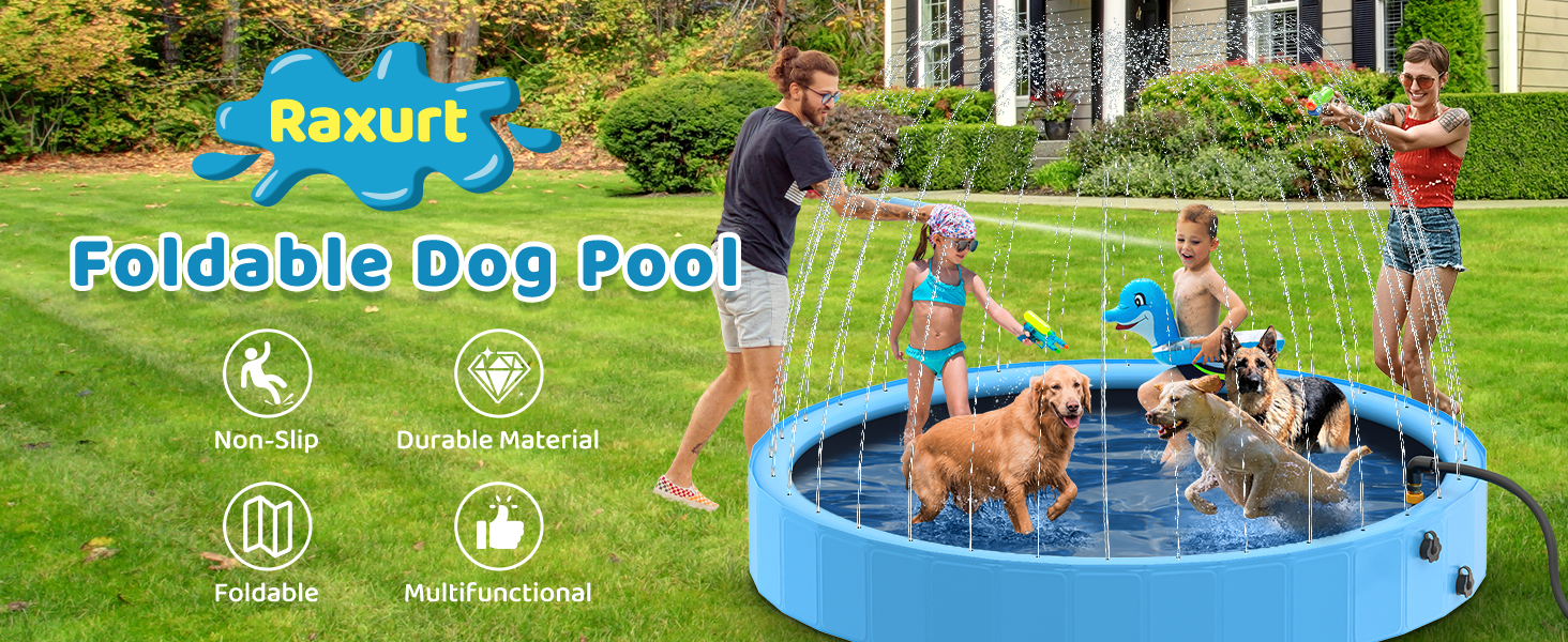 jardinito Piscine pour Chien Pliable avec Sprinkler