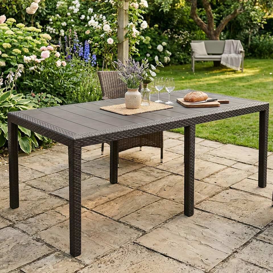jardinito - table extensible extérieur anthracite - 150x90x72 cm - Made in Italy