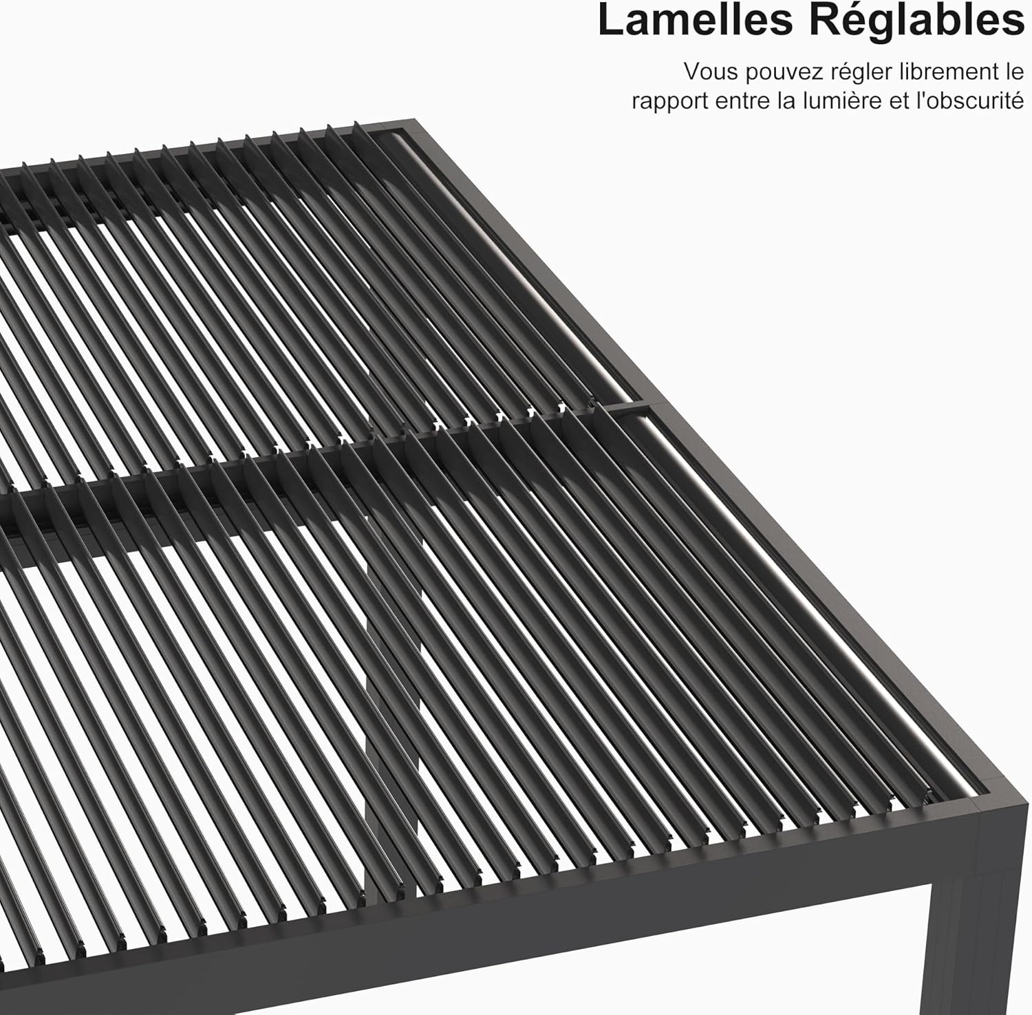 jardinito Pergola Bioclimatique 4,24 x 3 m Pergola Aluminium Lames Orientables Superficie 12,72 m² Tonnelle de Jardin Exterieur Belvédères pour Patio Terrasse Exterieur, Gris