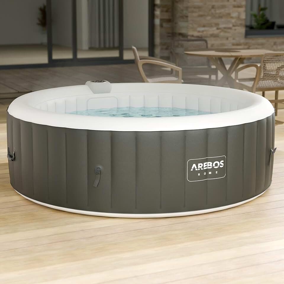 jardinito - spa gonflable rond 208 cm - 6 pers, 130 jets, 1000L, chauffage