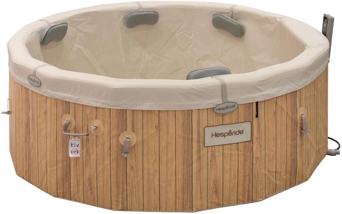 jardinito - Spa Nordik Ø190 cm - 5-7 pers, 180 jets, WiFi connecté, effet bois