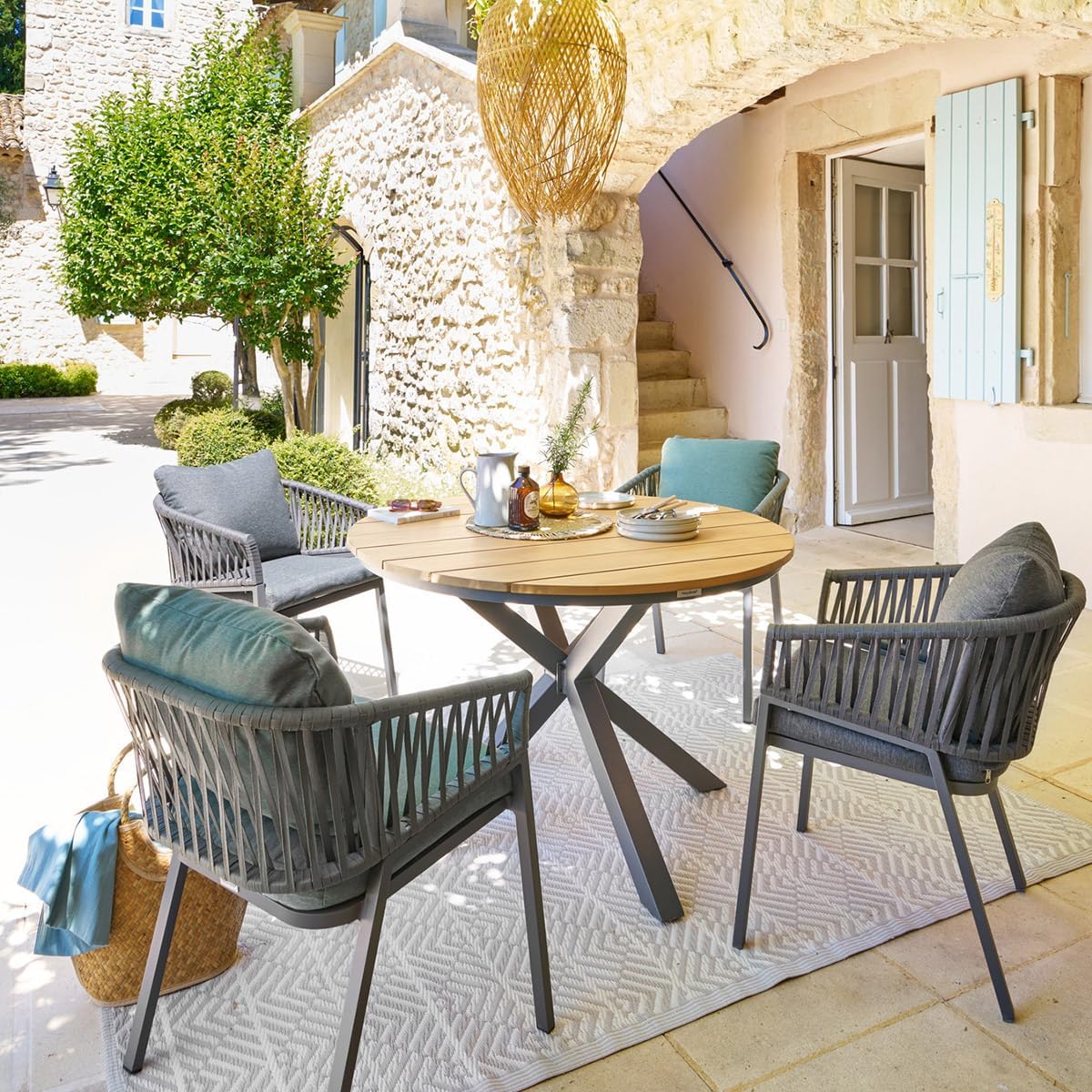jardinito - Oriengo - 4 places, ronde, aluminium epoxy/acacia