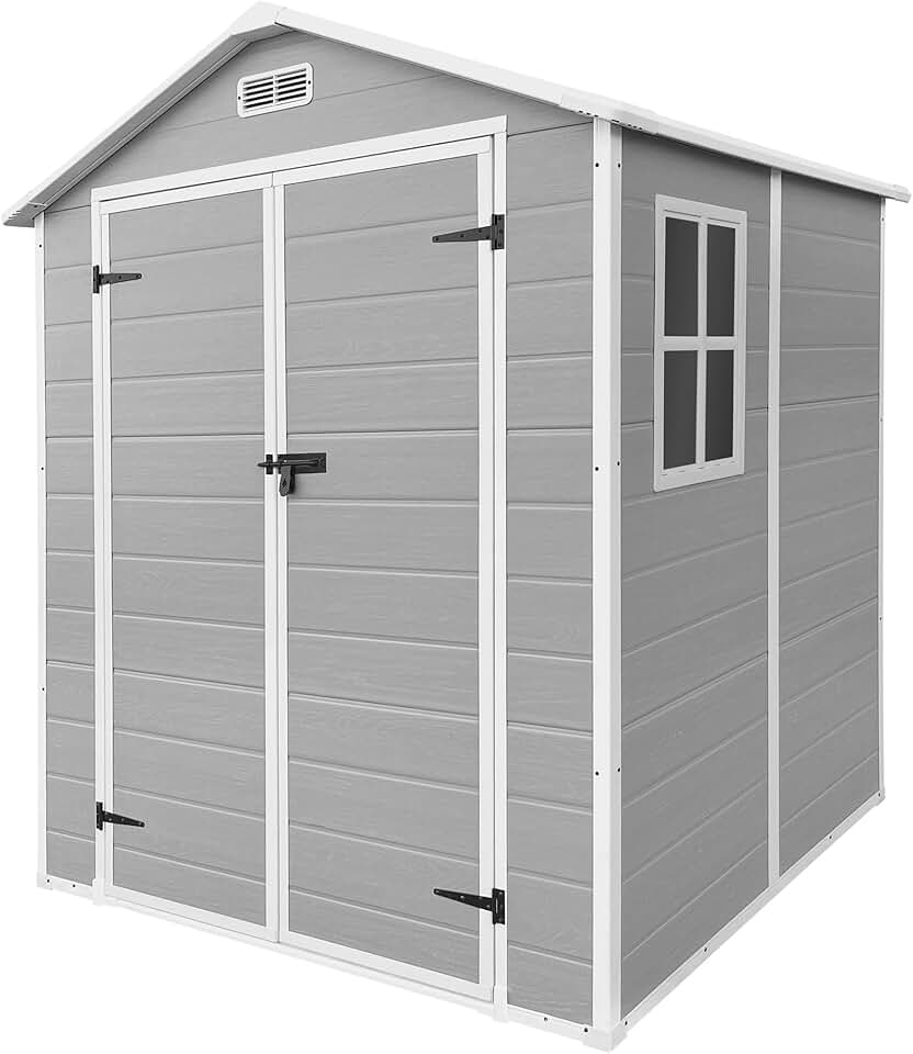 jardinito - abri de jardin résine, 151x182x220 cm, double porte, fenêtre, 5m³