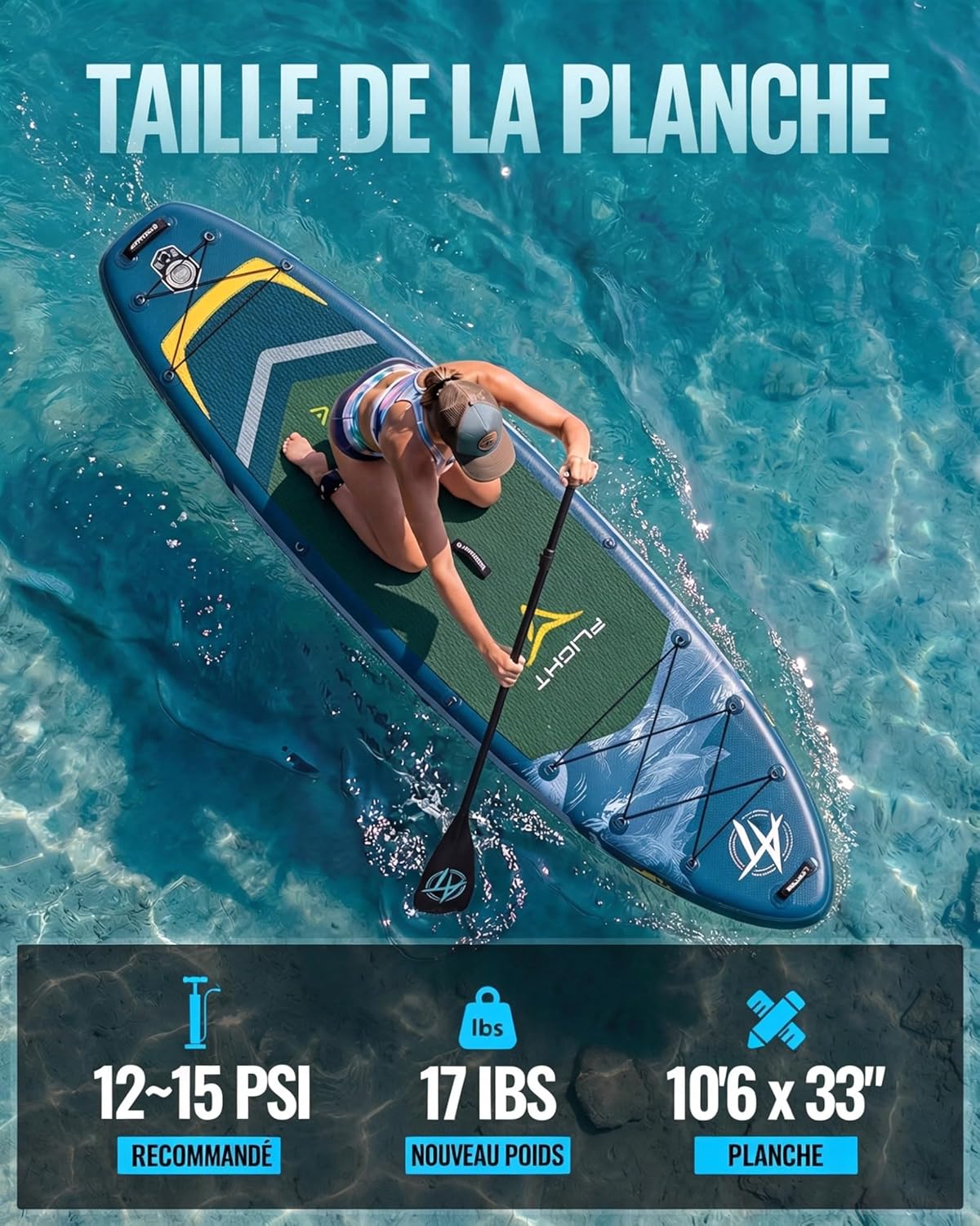 Stand Up Paddle Gonflable Adulte avec Siège Kayak & Accessoires, 320x84cm Planche de Sup Extra Large pour 2 Personnes, Charge 200kg, Kayak Gonflable 2 Places Stable et Antidérapant pour Surf