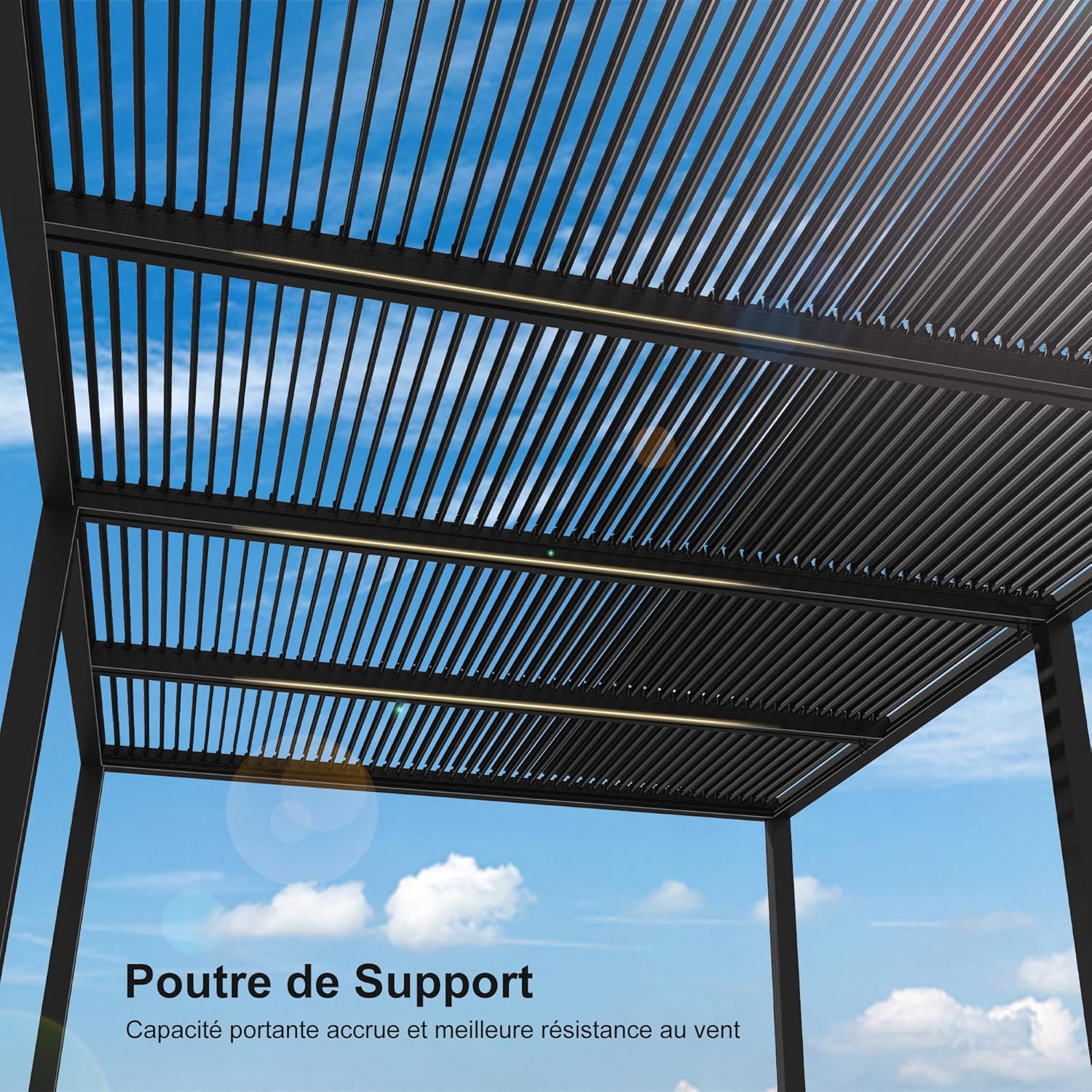 jardinito - Pergola bioclimatique - 6x3,68m - aluminium lames orientables
