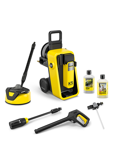 Image identique à la Figure 6 - Affichage de l'équipement de nettoyage jardinito montrant le nettoyeur haute pression et ses accessoires dans une palette de couleurs jaune et noir.