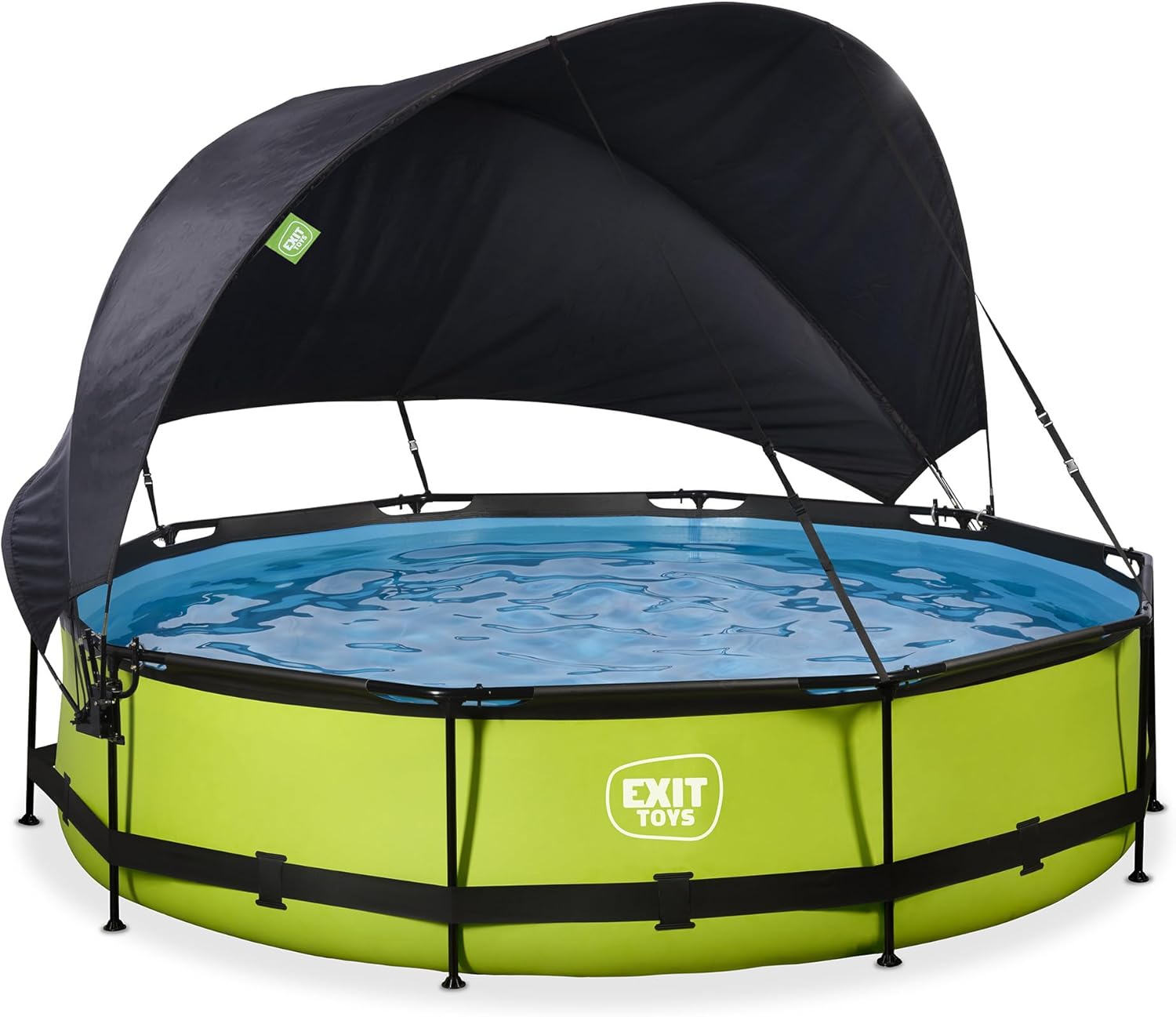 jardinito Piscine Lime avec Voile d'Ombrage - ø360x76cm - Piscine Hors Sol Ronde avec Pompe Filtrante à Cartouche - Protection Optimale Contre Les Rayons UV - Entrée Basse - Design Unique - Vert