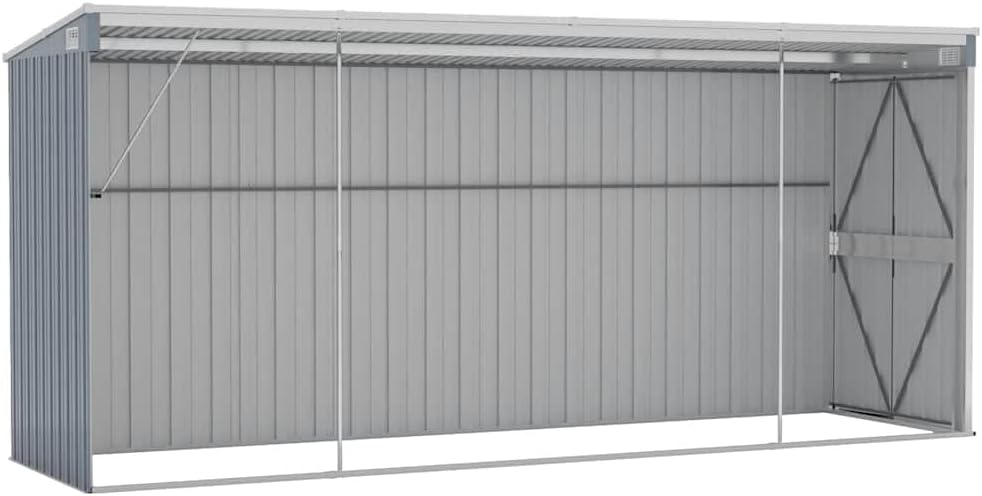 jardinito Abri de Jardin Mural Gris 118x382x178 cm Acier galvanisé, Maison & Jardin, Pelouses & Jardins, Vie en extérieur, Structures extérieures, Cabanes & abris de Jardin, Gris, (Poids 47.9KG)