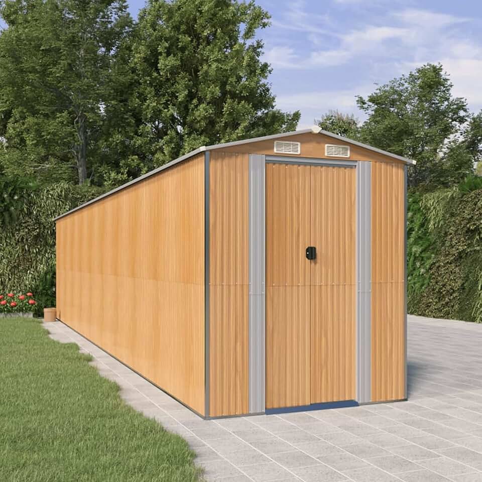 jardinito Abri de jardin en acier galvanisé marron clair 192 x 855 x 223 cm