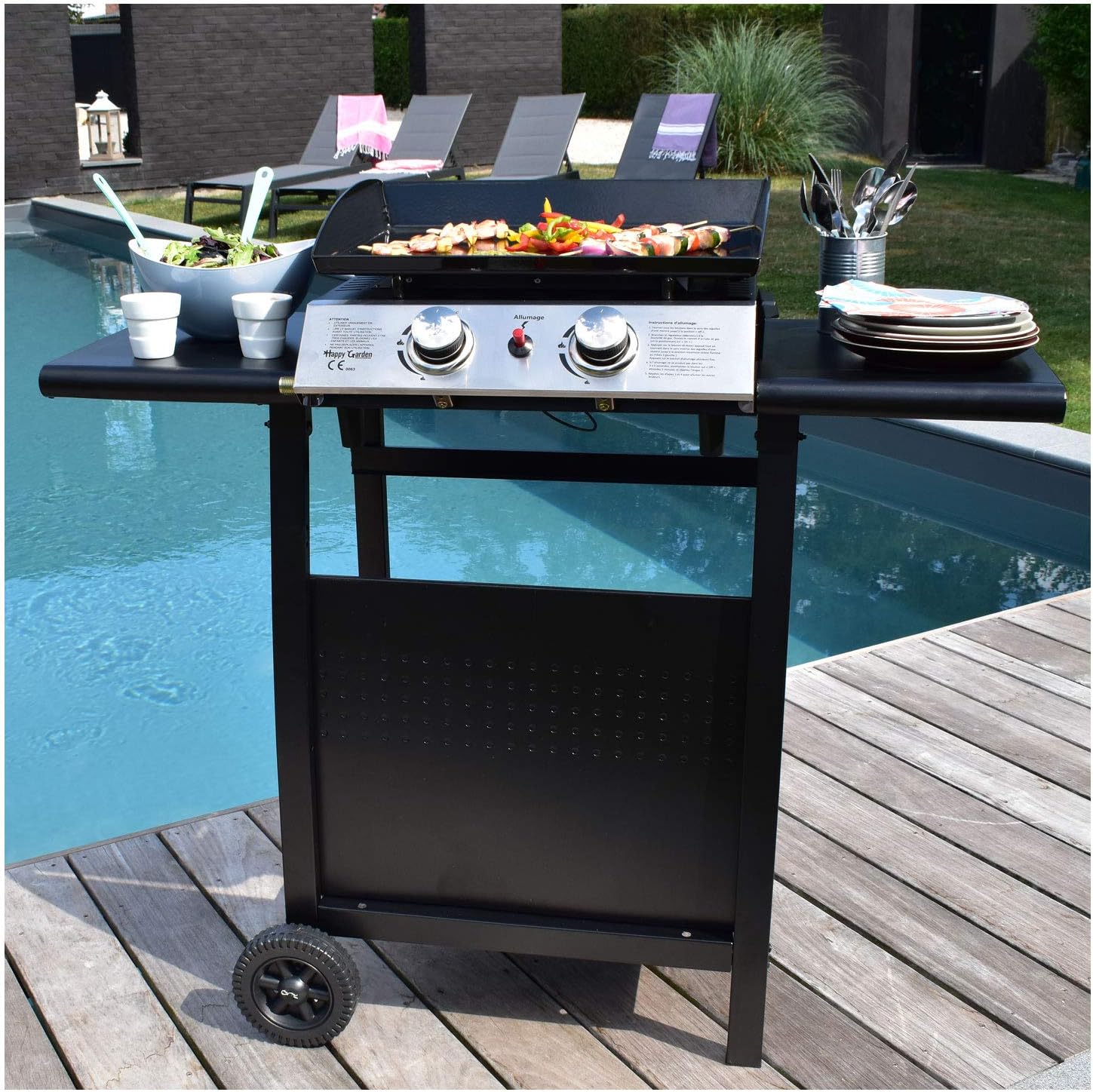 jardinito - Mala série - 2 brûleurs gaz 5kW, chariot - dimensions MALA