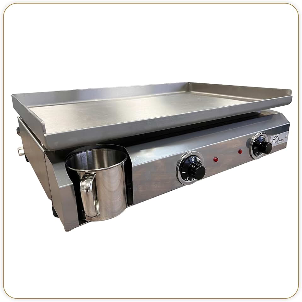 jardinito - Plancha électrique 2 zones inox 3000W, 60x40cm - 8679