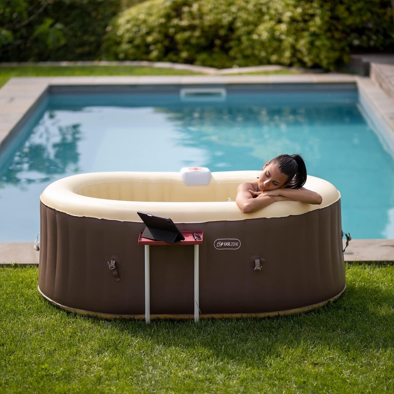 jardinito - Bain à remous Ovale - 190x120x65 cm - Pompe 30 W, 550 L