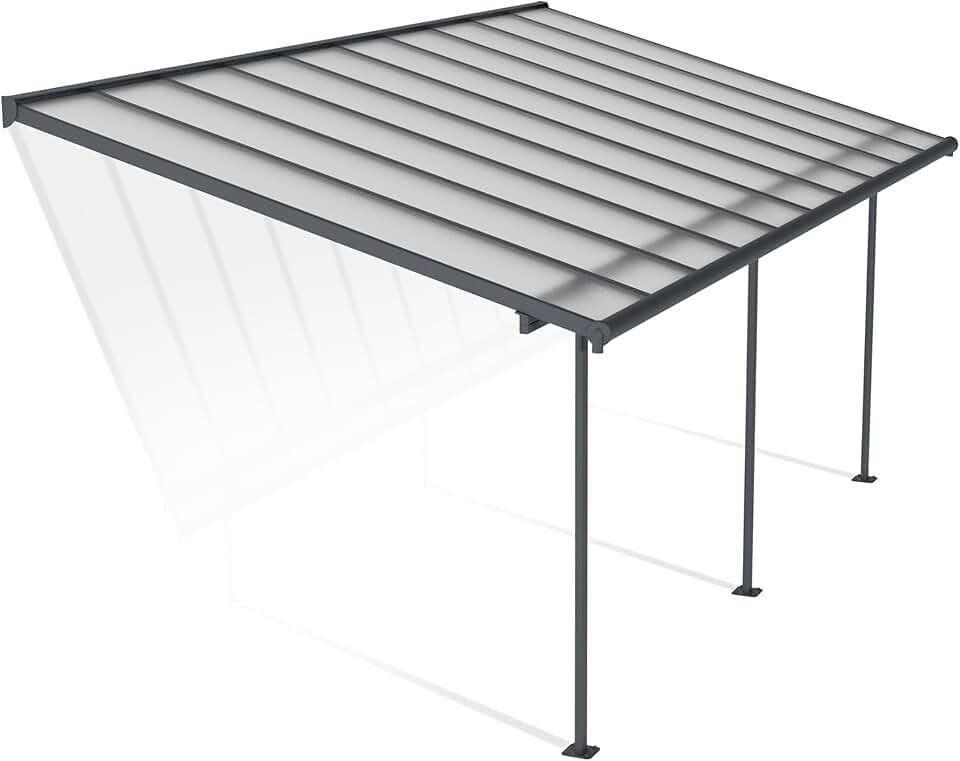 jardinito jardinito Sierra pergola aluminium polycarbonate 3x6.10 gris transparent