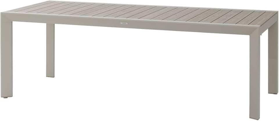 jardinito - Table de jardin Évasion 8 places - aluminium, effet bois, lin et argile