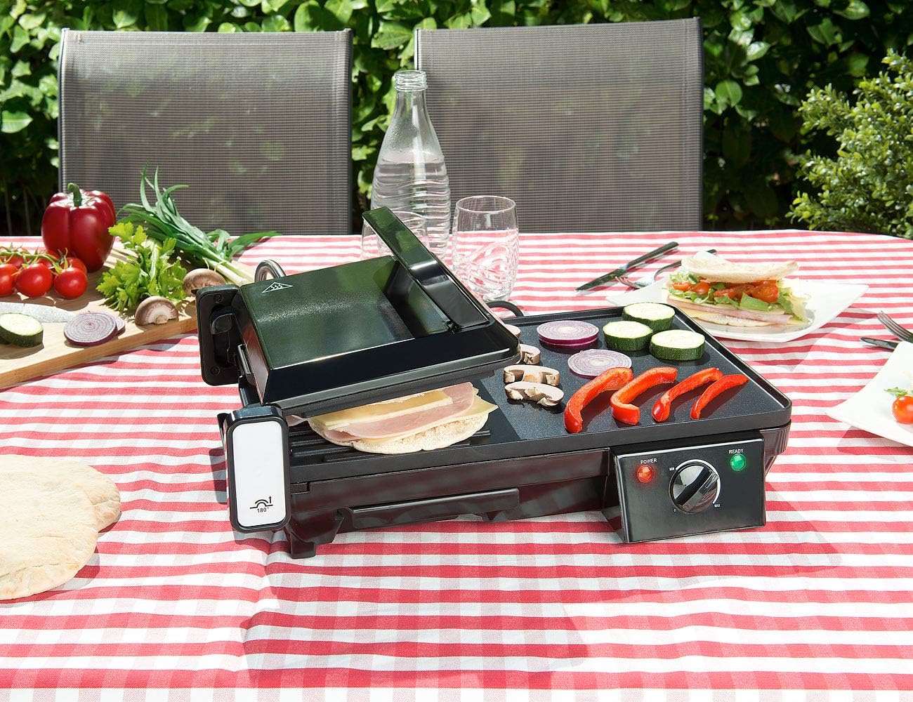 jardinito - grille-plancha 2 en 1 2000W - table - cuisson rapide