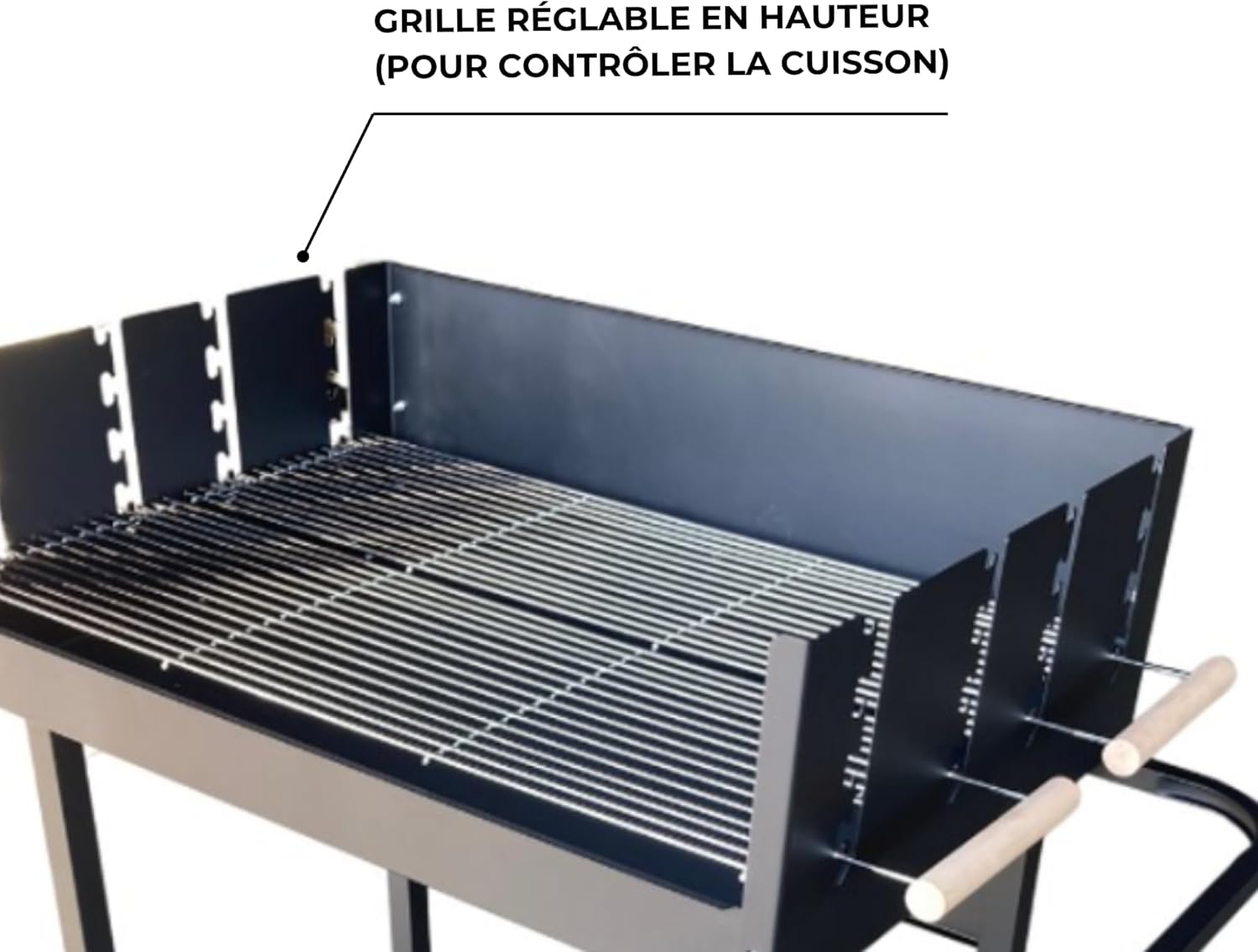jardinito - Serena - XXL - Barbecue charbon acier, grille réglable