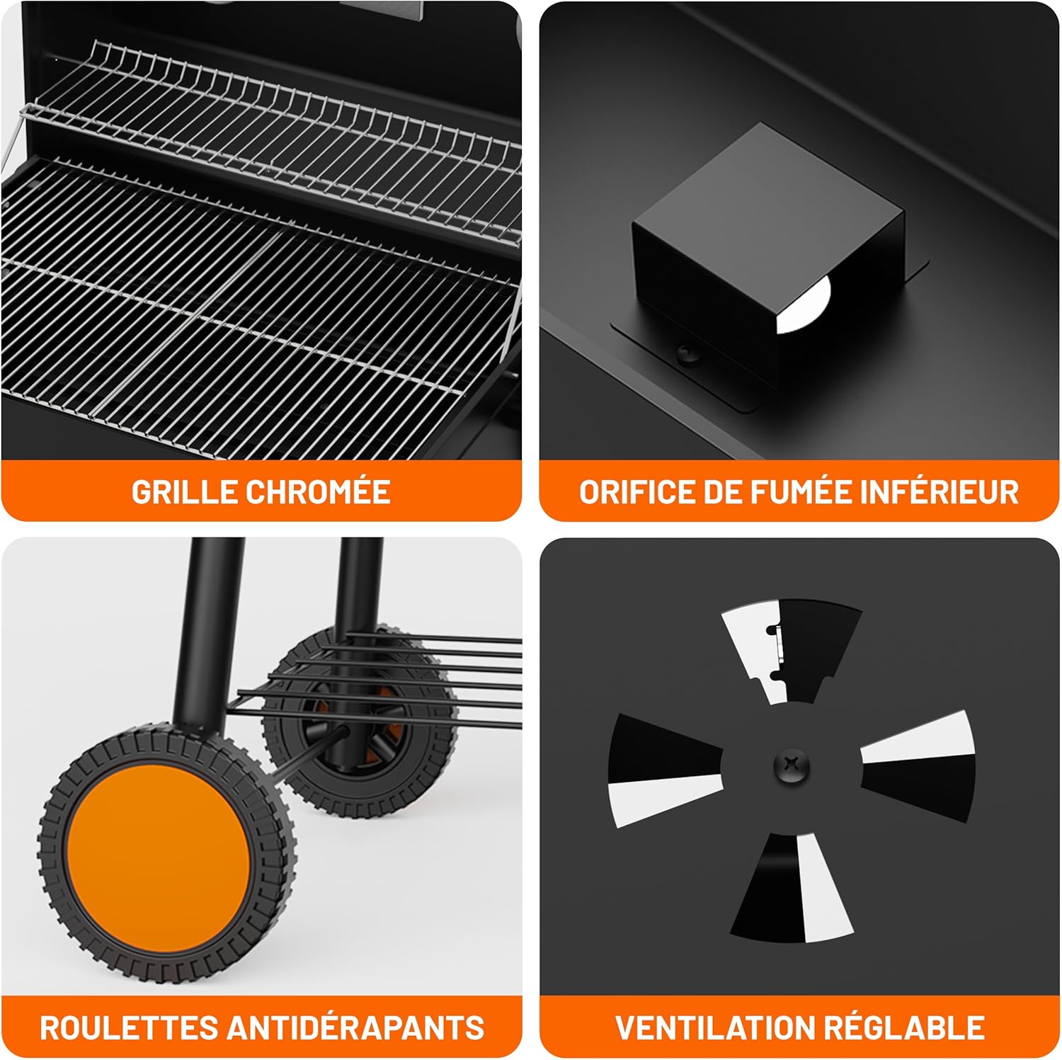 jardinito 23 pouces barbecue pentagonal, chromé, 469 Sq In-23 Pouces