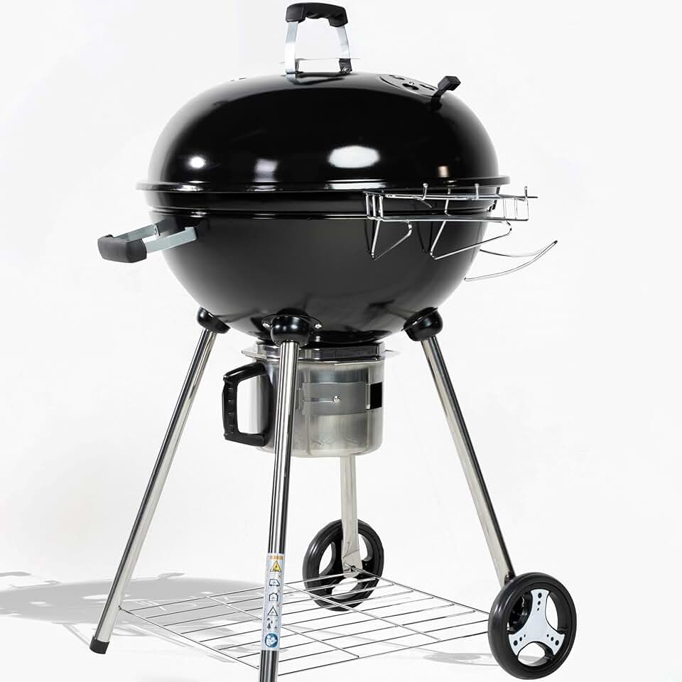 Barbecue charbon de bois - 57 cm - couvercle, boule, cendres, 8-12 pers