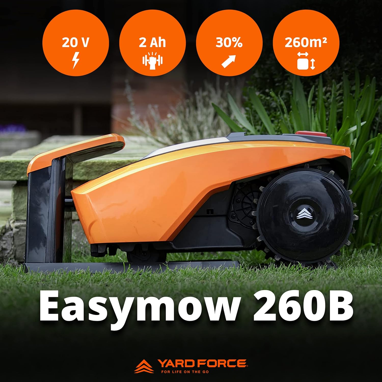 jardinito - Easymow 260B - 260m² - robot tondeuse, noir/orange