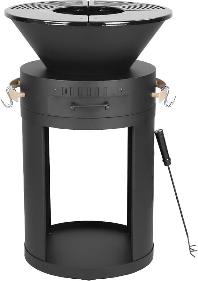 Barbecue plancha jardinito charbon/bois, Cesar - 49x49x92cm, noir
