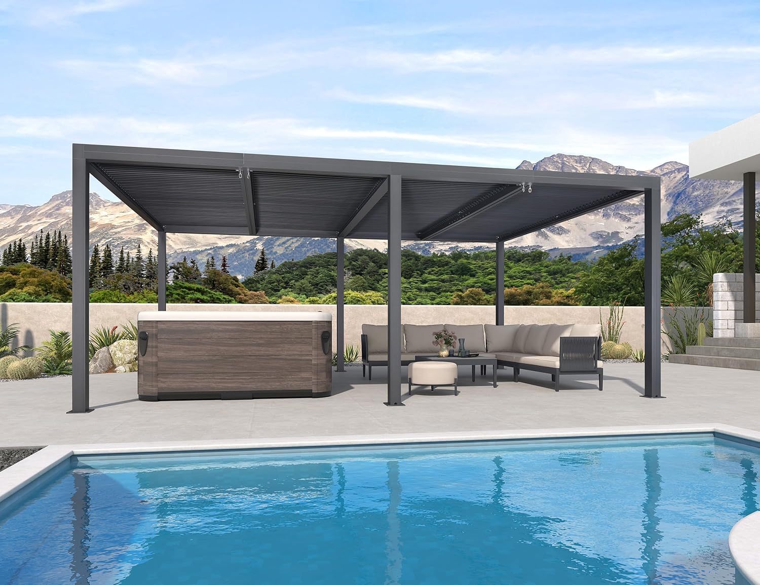 jardinito - Pergola bioclimatique - 6x3,68m - aluminium lames orientables